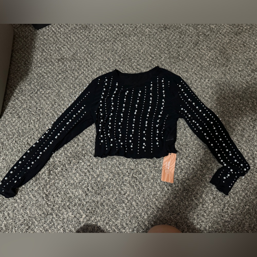Sheer Black Pearl Crop Top